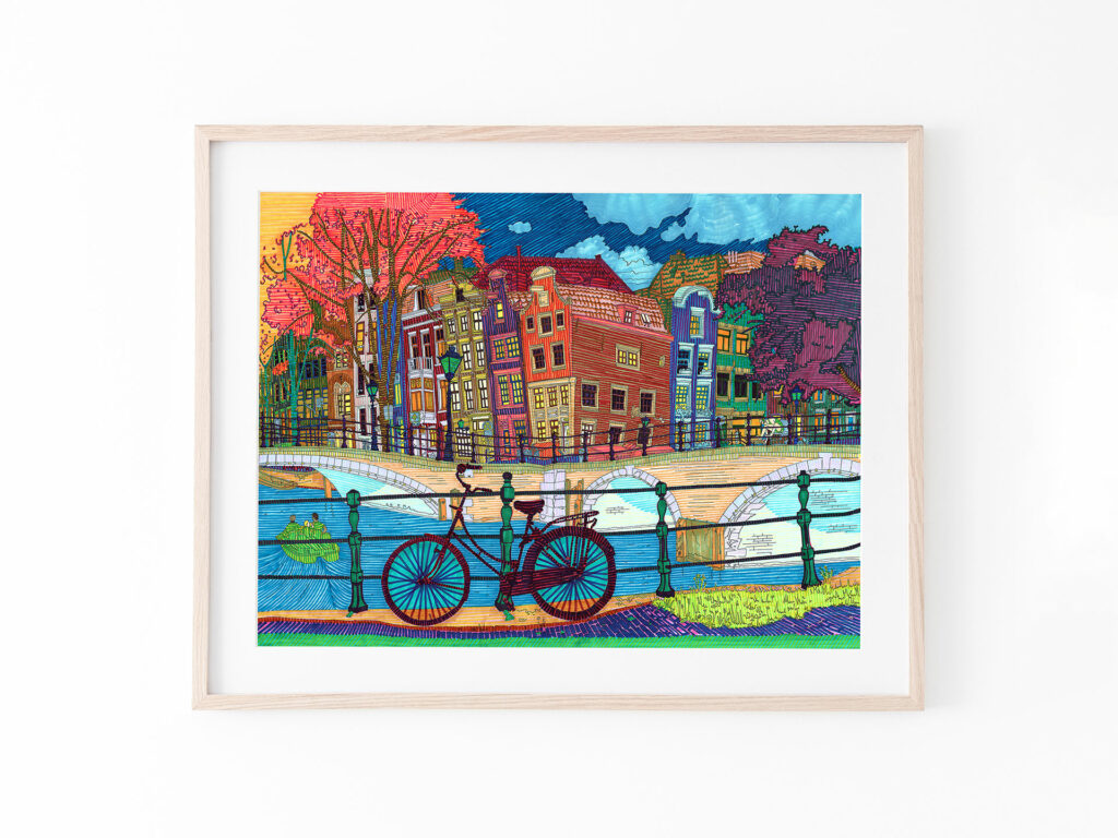 drawing-colour-amsterdam-bicycle