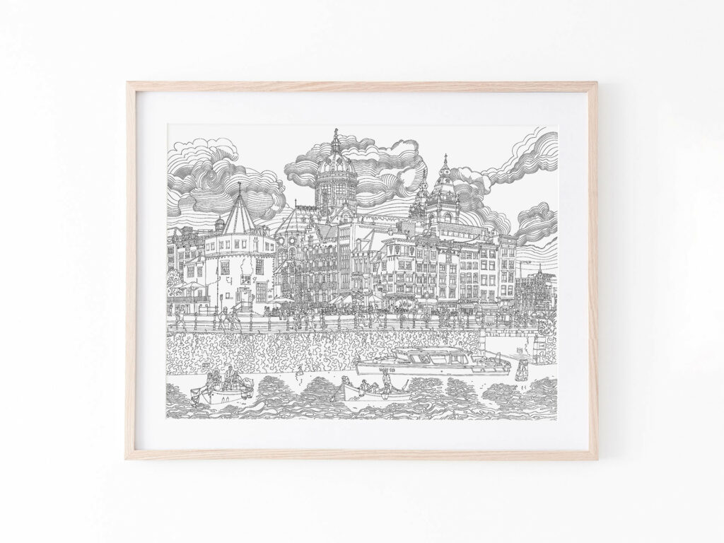 drawing-print-art-poster-amsterdam-schreierstoren