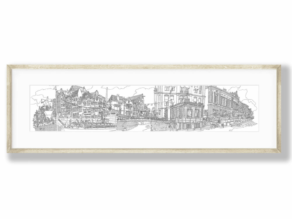 print-line-drawing-rokin-panorama-amsterdam
