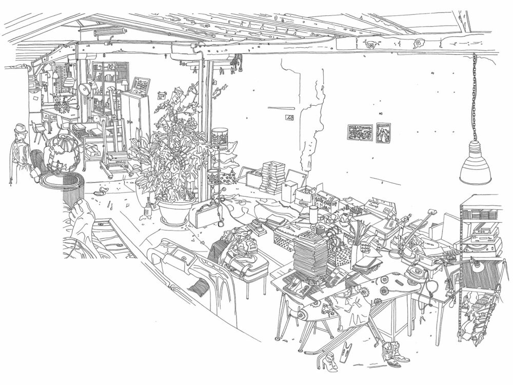 line drawing of creative studio