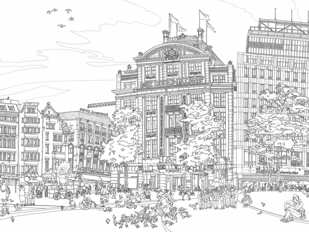 drawing-architecture-bijenkorf-amsterdam