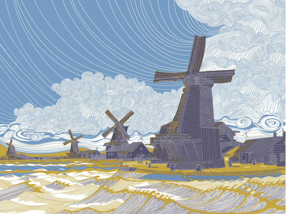 screenprint-drawing-art-poster-windmills-colour
