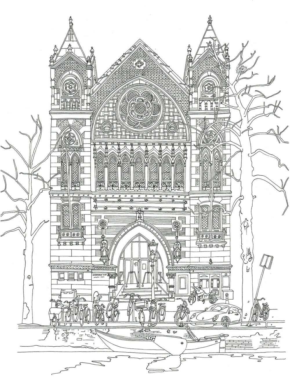 line drawing church