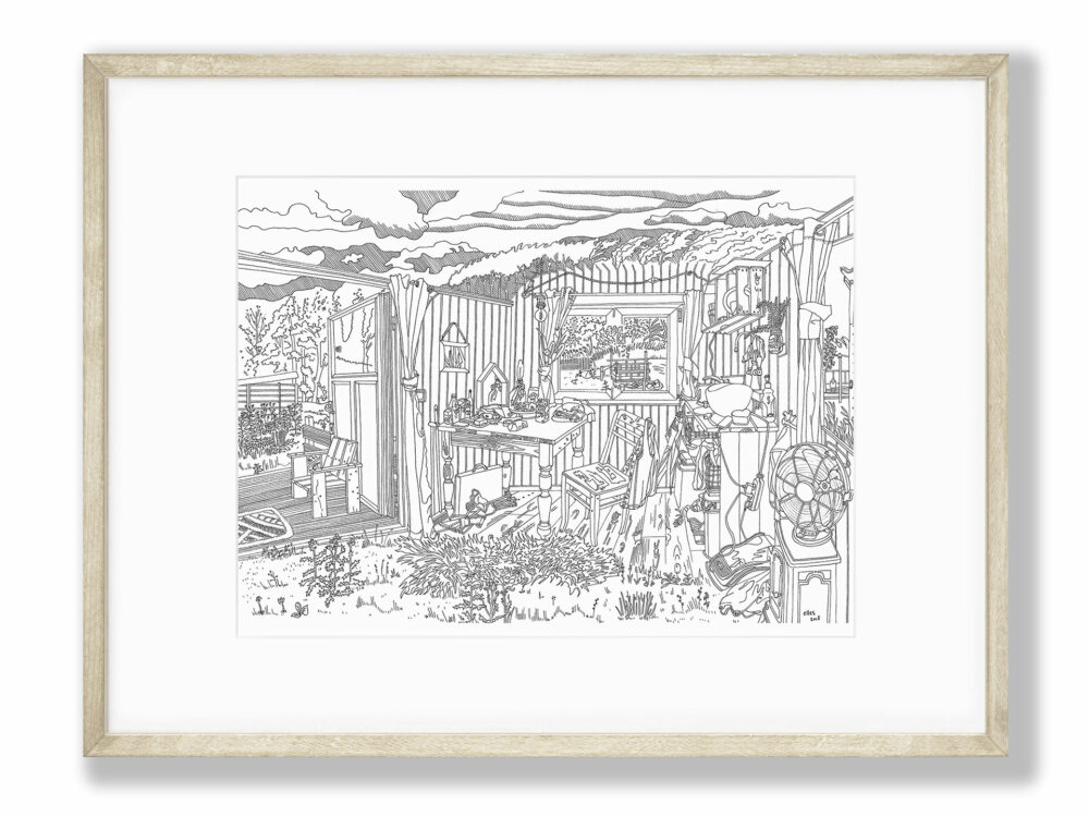 drawing caravan framed