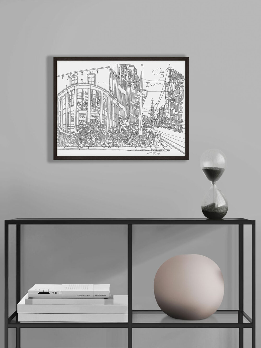 print-line-drawing-rembrandtplein-amsterdam