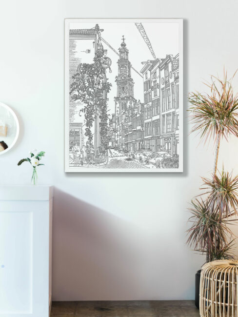 line-drawing-print-westertoren-amsterdam