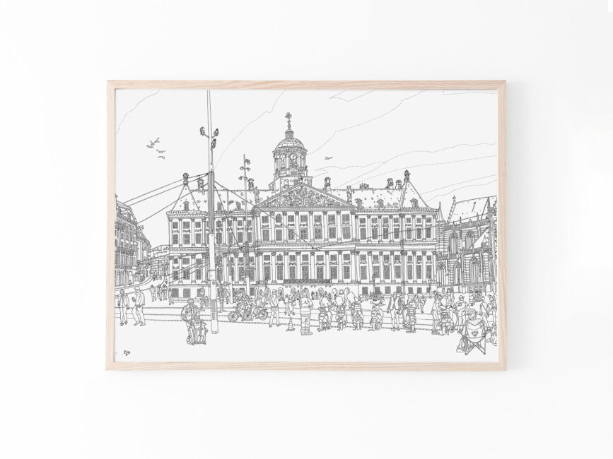 line-drawing-print-royalpalace-amsterdam