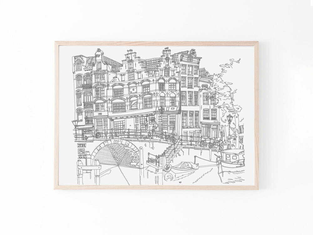 drawing-souvenir-poster-brouwersgracht-amsterdam