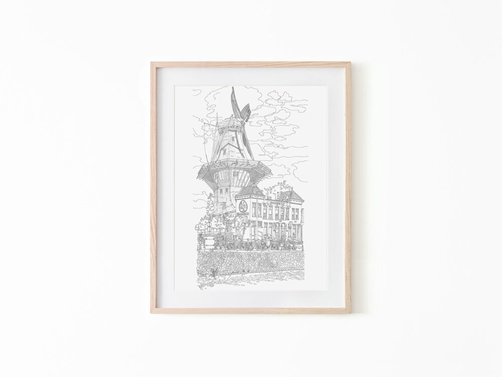 line-drawing-windmill-amsterdam