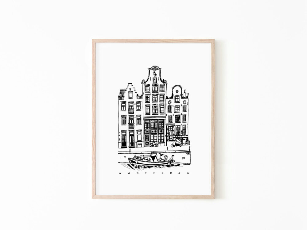 canalhouses-amsterdam-blackandwhite-print-drawing