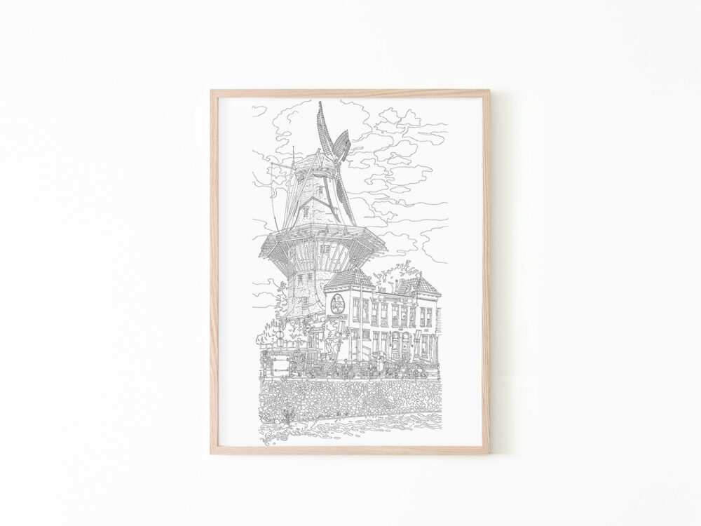 drawing-souvenir-windmill-amsterdam